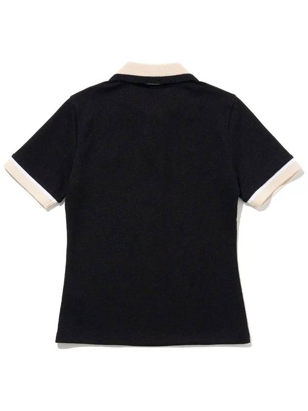 Waffle Collar T-Shirt Women BLACK - 20THHOLE - BALAAN 2