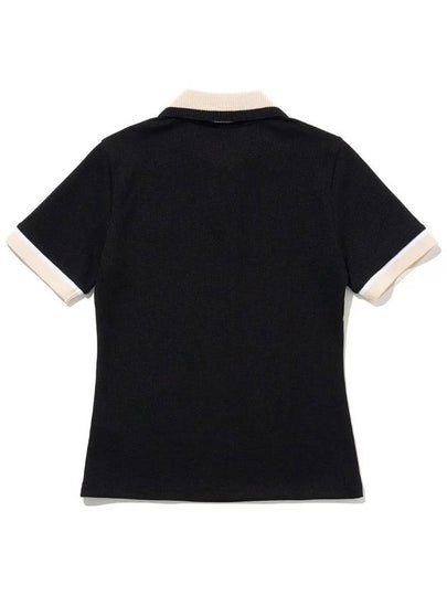 Waffle Collar T-Shirt Women BLACK - 20THHOLE - BALAAN 2