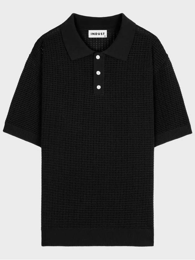 Crochet button collar half knit_black - INDUST - BALAAN 6