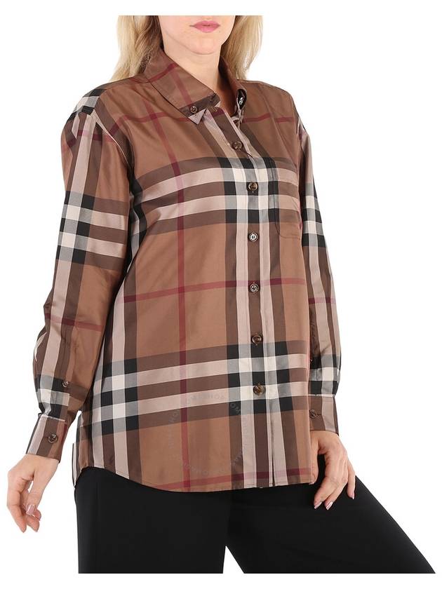 Burberry Ladies Carlota Silk Twill Printed Shirt In Brown, Brand Size 4 (US Size 2) - BURBERRY - BALAAN 3