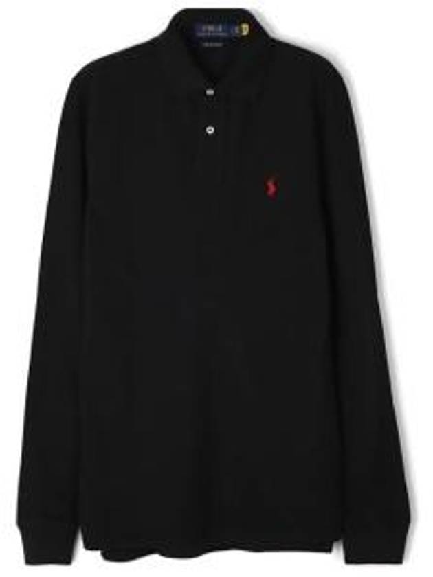 Embroidered Logo Slim Fit Polo Shirt Black - POLO RALPH LAUREN - BALAAN 2