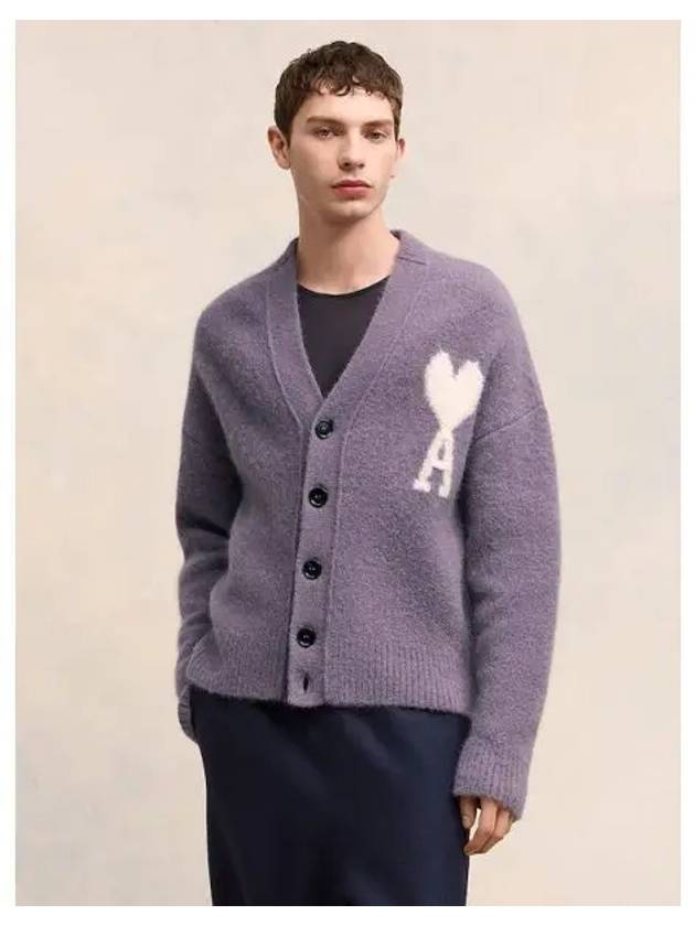 Unisex Alpaca Intarsia Adc Spring Fall Cardigan Lilac Domestic Product GM0024091068113 - AMI - BALAAN 1