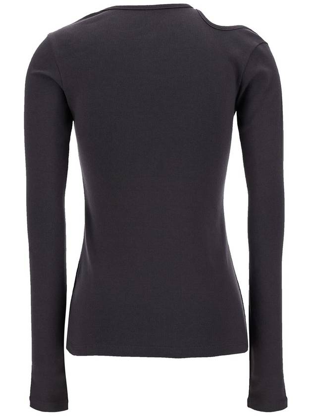 Grey Long Sleeve T-Shirt With Cut-Out In Cotton Blend Woman - LOW CLASSIC - BALAAN 2