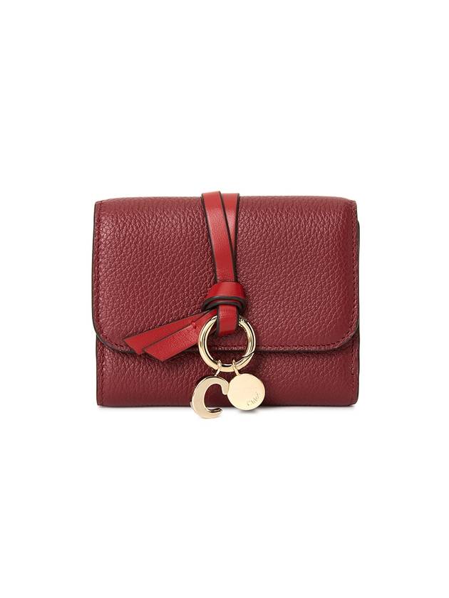 Alphabet Grain Leather Flap Small Half Wallet Red - CHLOE - BALAAN 1