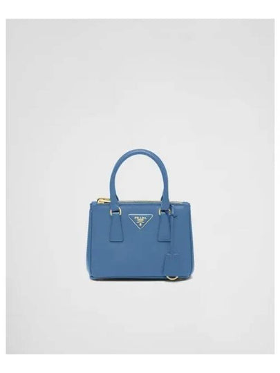 Galleria Saffiano Leather Mini Tote Bag Light Blue - PRADA - BALAAN 2