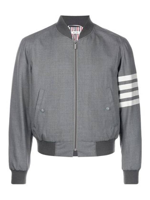 Diagonal Striped Knit Rib Blouson Bomber Jacket Grey - THOM BROWNE - BALAAN 2