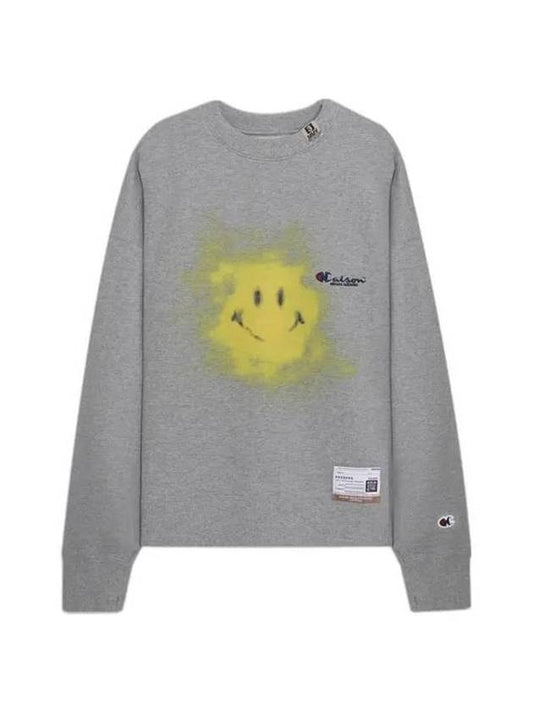 Smily Face Print Sweatshirt Grey - MAISON MIHARA YASUHIRO - BALAAN 1