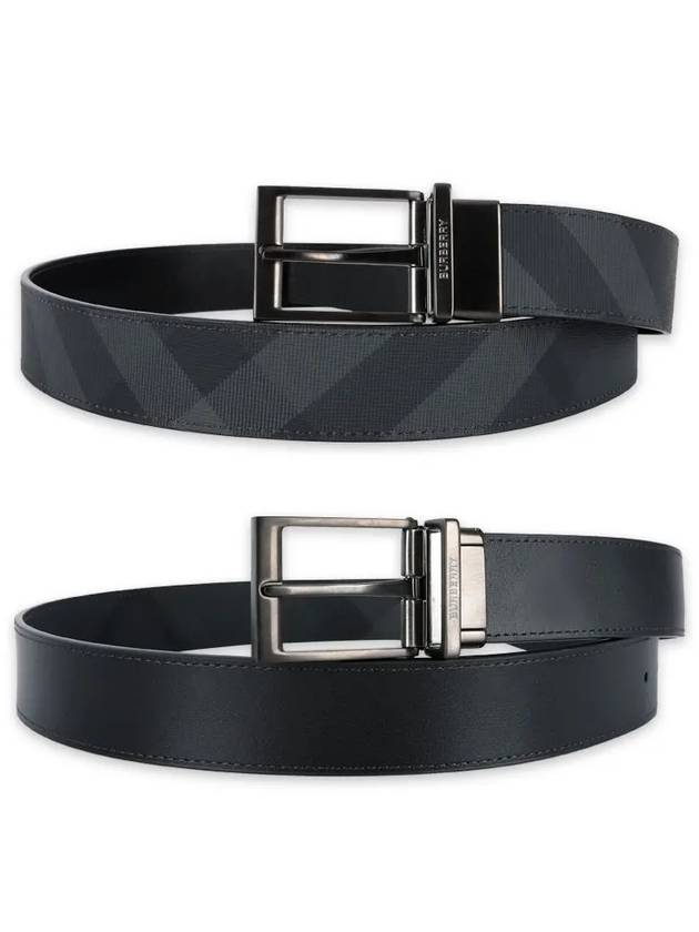 Reversible Checkered Printed Buckle Leather Belt Black - BURBERRY - BALAAN 3