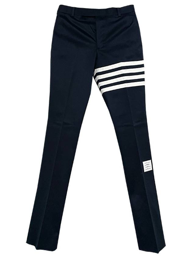 Diagonal Unconstructed Chino Straight Pants Navy - THOM BROWNE - BALAAN 3