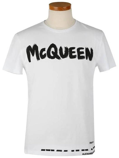 Graffiti Logo Print Short Sleeve T-Shirt White - ALEXANDER MCQUEEN - BALAAN 2