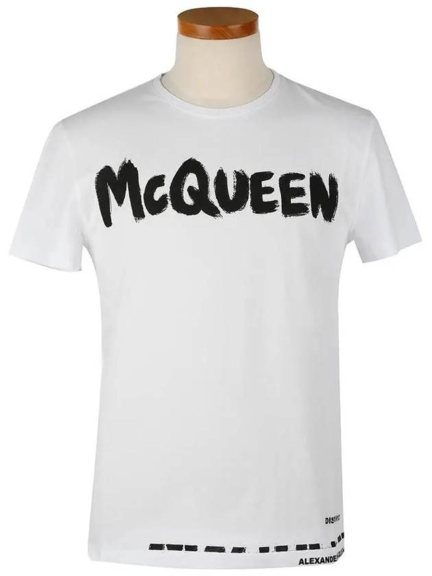 Graffiti Logo Print Short Sleeve T-Shirt White - ALEXANDER MCQUEEN - BALAAN 3