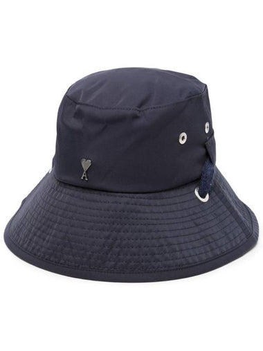 Heart Logo String Bucket Hat Navy - AMI - BALAAN 1