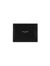 Embossed Logo Leather Card Wallet Black - SAINT LAURENT - BALAAN 2