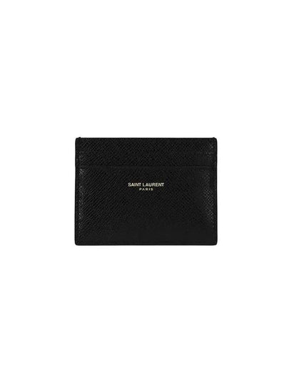 Embossed Logo Leather Card Wallet Black - SAINT LAURENT - BALAAN 2