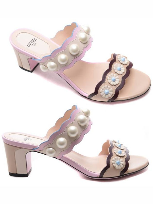 Women's Pearl Flower Mule Slippers 8R6691_A162_F113J_18S - FENDI - BALAAN 1