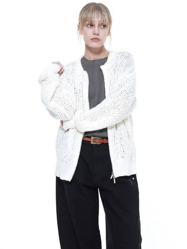 Punching knit zip up cardigan white - CHANCE'S NOI - BALAAN 1