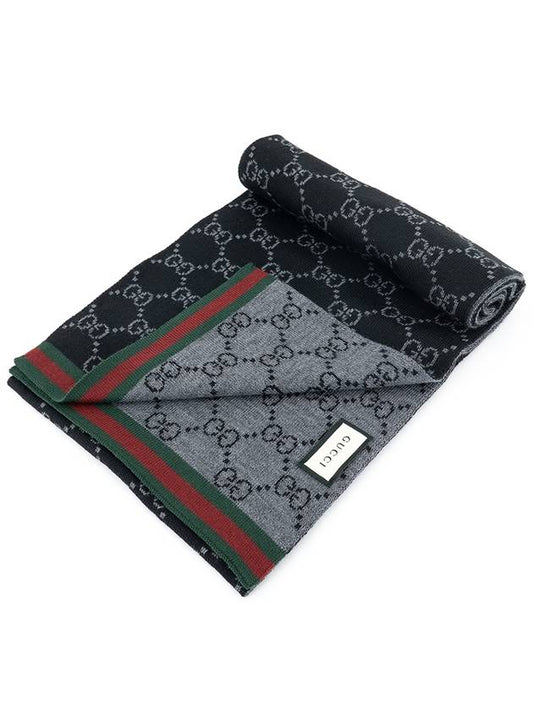 GG Two-Tone Wool Scarf Black - GUCCI - BALAAN 2