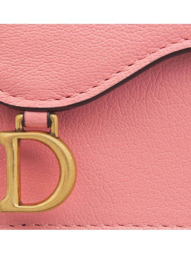 Saddle Bloom Goatskin Flap Card Wallet Light Pink - DIOR - BALAAN 6