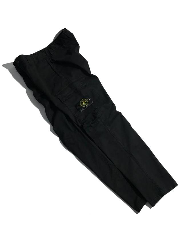 Wappen Twill Regular Fit Cargo Pants Black - STONE ISLAND - BALAAN.