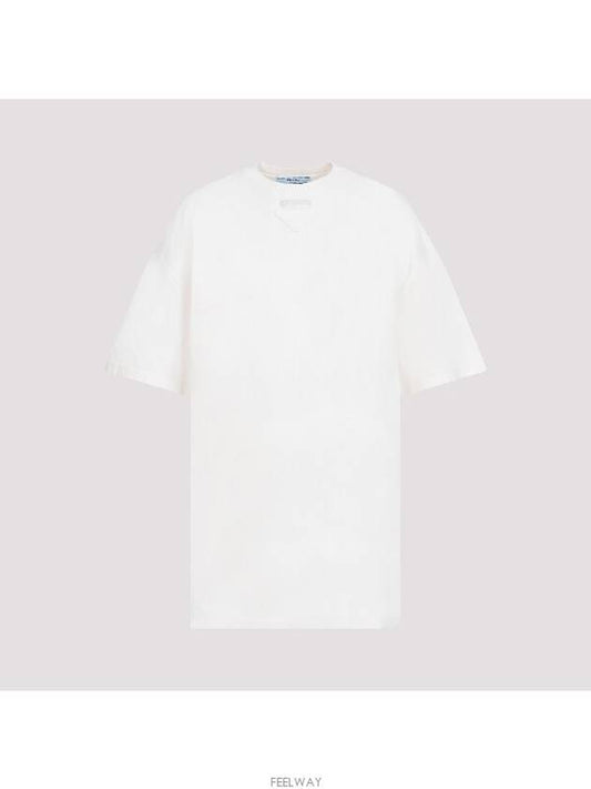 Triangle Logo Short Sleeve T-Shirt White - PRADA - BALAAN 2