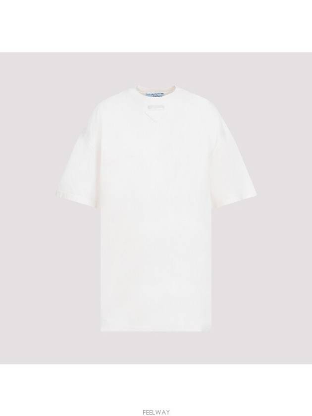 Triangle Logo Short Sleeve T-Shirt White - PRADA - BALAAN 5