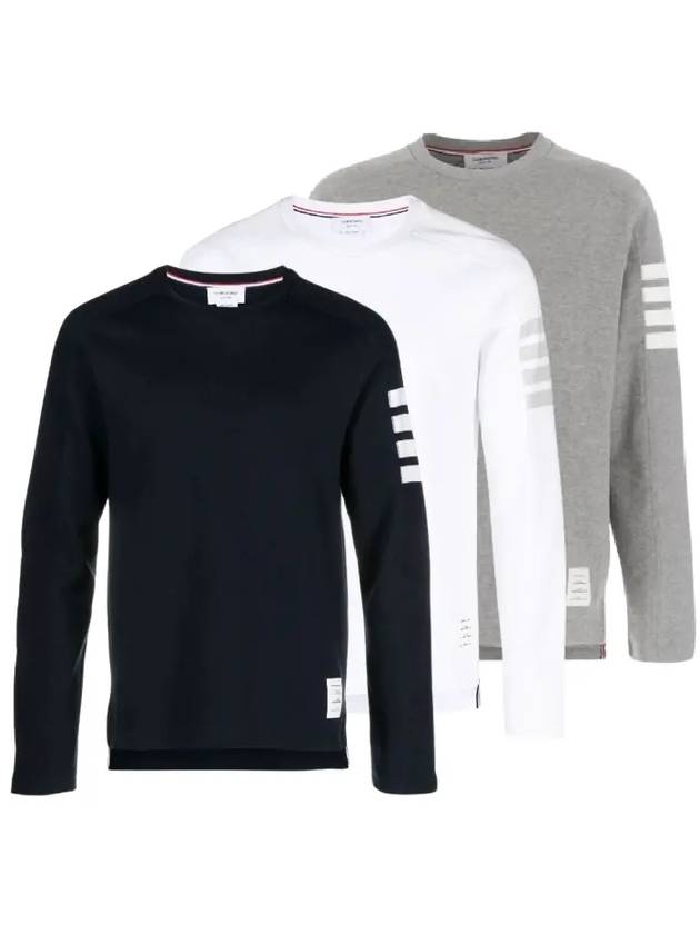 4-Bar Striped Cotton Long Sleeve T-Shirt Navy - THOM BROWNE - BALAAN 2