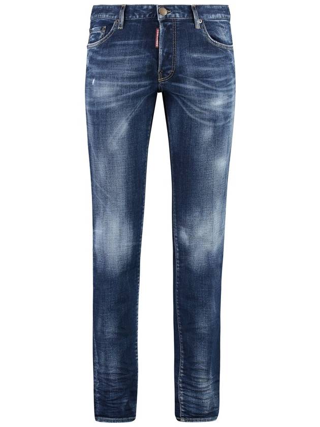 Back Logo Patch Cotton Skinny Jeans Navy - DSQUARED2 - BALAAN 2