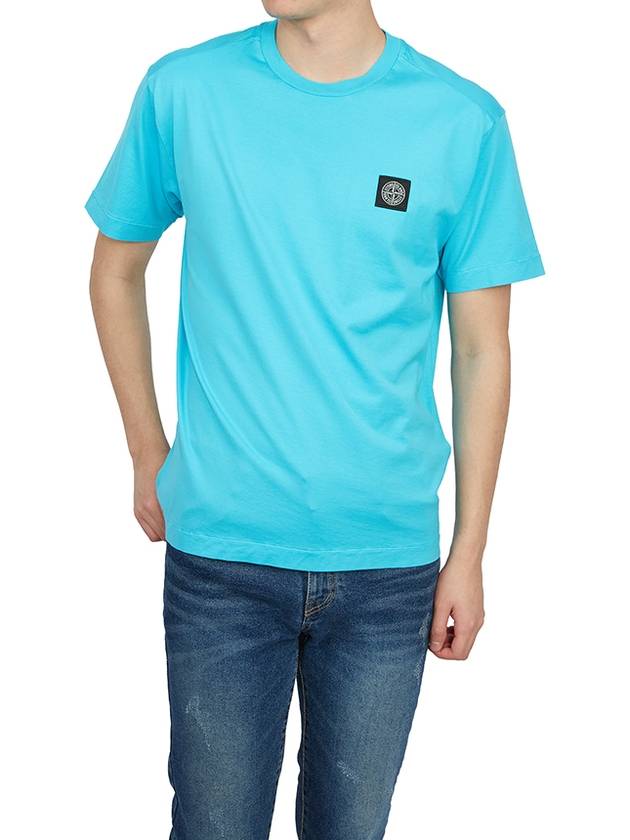 Logo Patch Cotton Short Sleeve T-Shirt Turquoise - STONE ISLAND - BALAAN 6