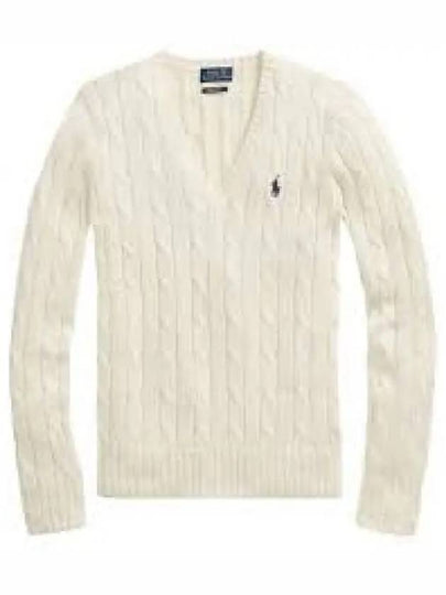 W cable knit V neck sweater cream 1236395 - POLO RALPH LAUREN - BALAAN 1