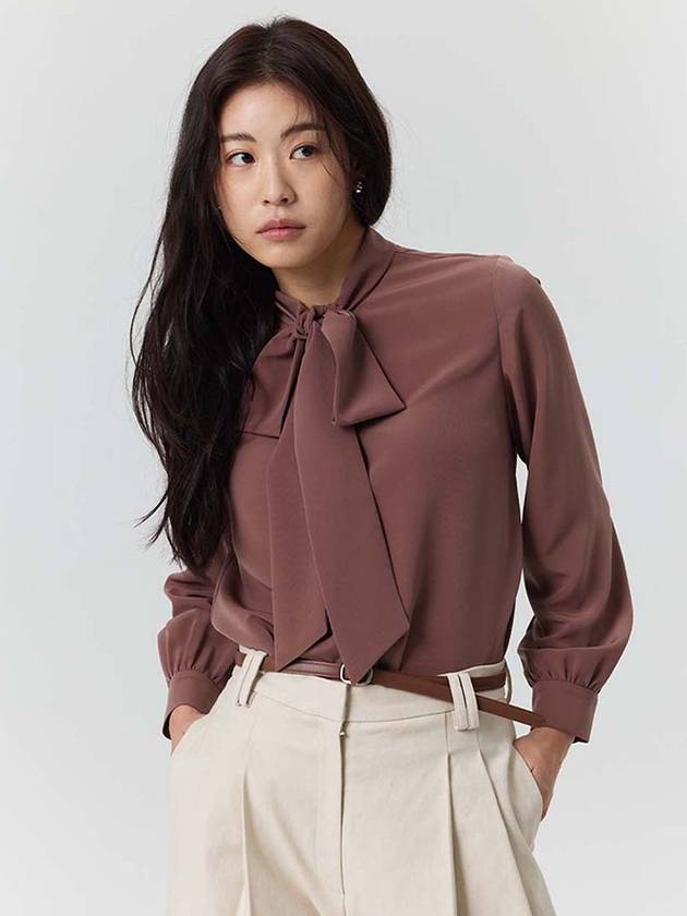 pussybow blouse brown - CLAIR DE SAGE - BALAAN 1