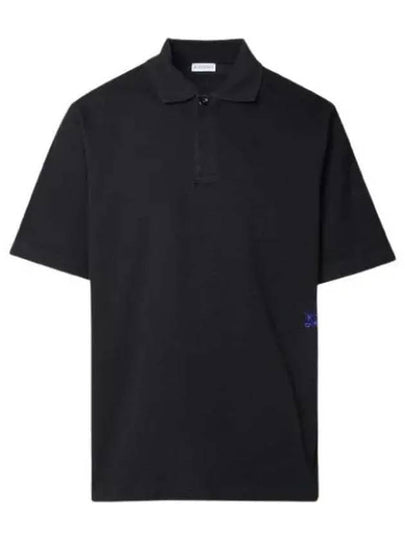 Equestrian Knight Cotton Polo Shirt Black - BURBERRY - BALAAN 2