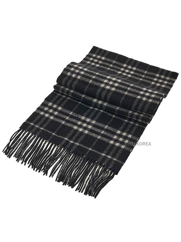 Check Reversible Cashmere Scarf Black - BURBERRY - BALAAN 4