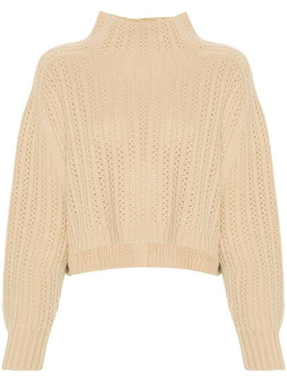 High Neck Back Button Crop Knit Top Beige - MAX MARA - BALAAN 2