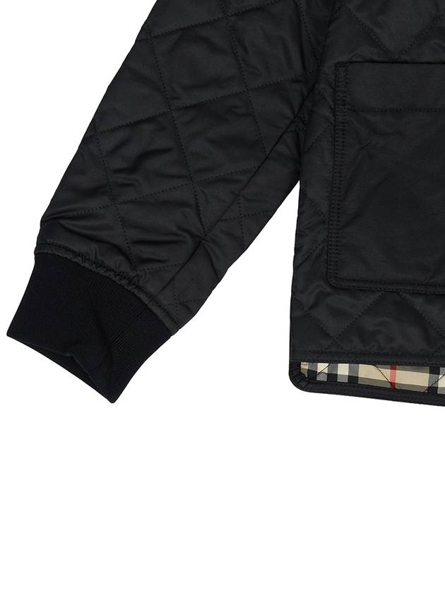 Kids Corduroy Collar Diamond Quilted Jacket Black - BURBERRY - BALAAN 10