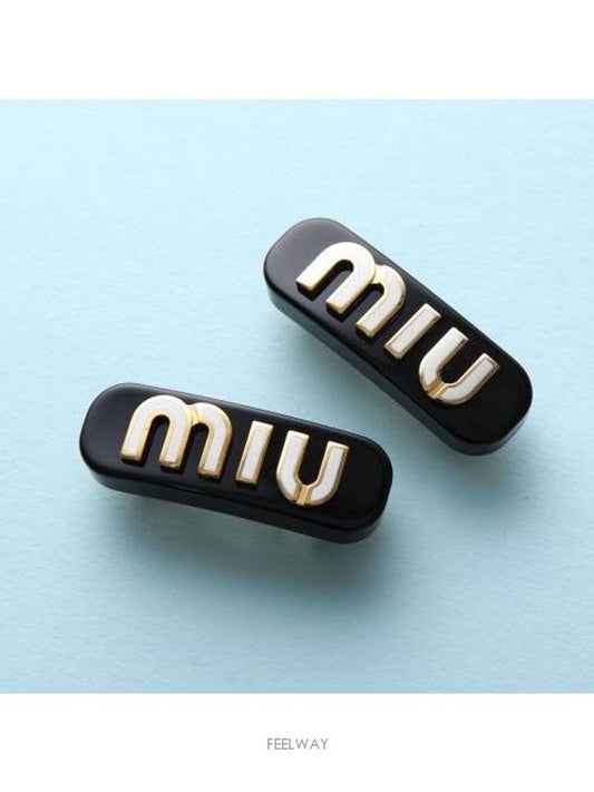 Logo Metal Hair Clip Black - MIU MIU - BALAAN 2