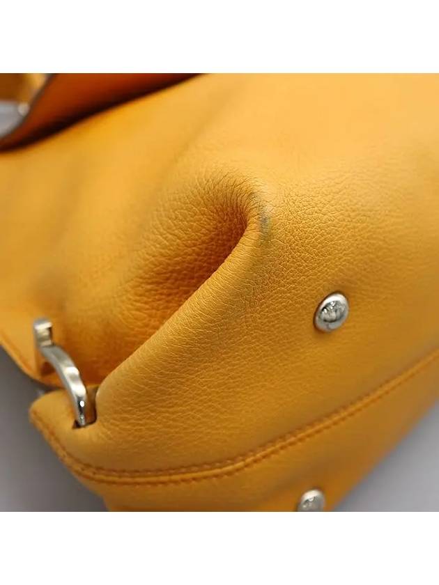 Ferragamo 21 A871 Silver Gancino Rock Logo Sofia Yellow Color Leather Tote Bag Shoulder Strap - SALVATORE FERRAGAMO - BALAAN 5