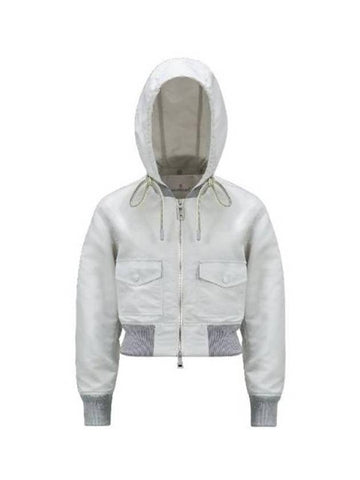 Briseo Satin Bomber Jacket Light Grey - MONCLER - BALAAN 1