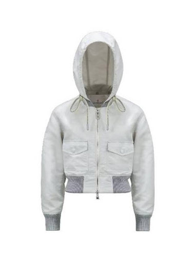 Briseo Satin Bomber Jacket Light Grey - MONCLER - BALAAN 1