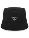 Re-Nylon Triangle Logo Bucket Hat Black - PRADA - BALAAN 3