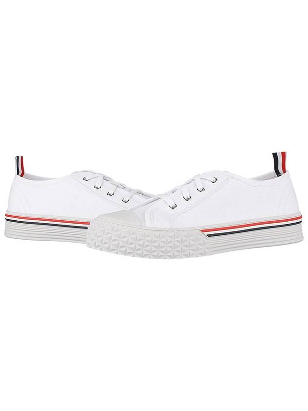 Striped Trim Lace-up Low Top Sneakers White - THOM BROWNE - BALAAN 3