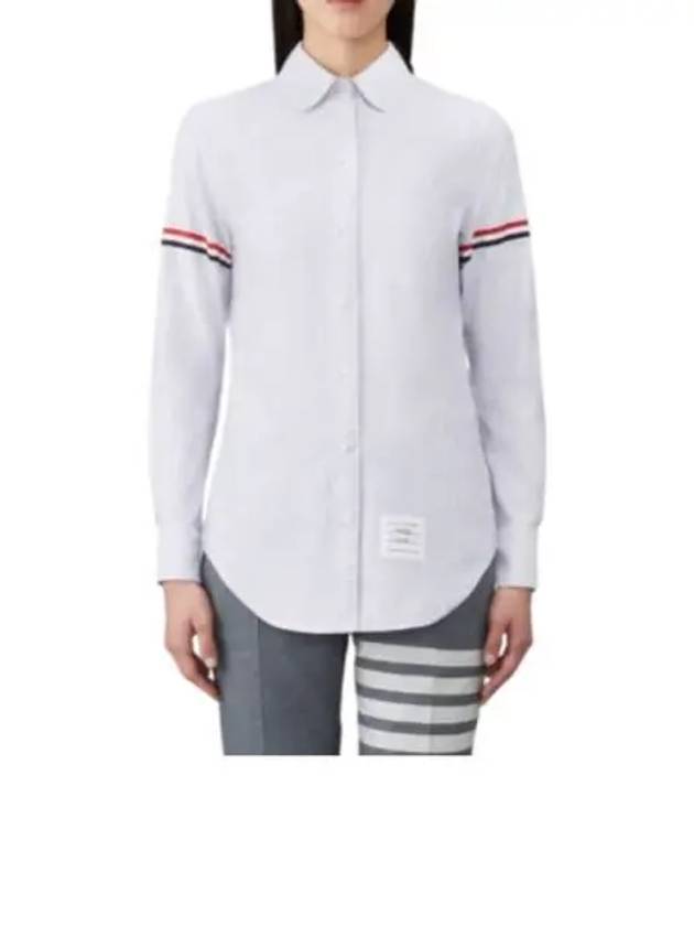 Women's Armband University Striped Oxford Shirt Medium Grey - THOM BROWNE - BALAAN 2