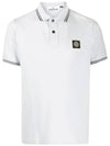 Men's Two Line Wappen Patch Cotton Short Sleeve Polo Shirt White - STONE ISLAND - BALAAN 2