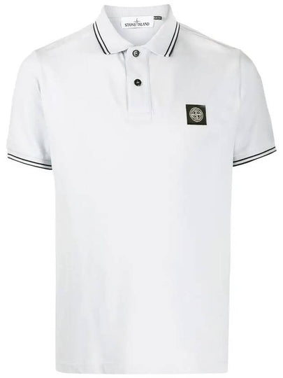 Men's Two Line Wappen Patch Cotton Short Sleeve Polo Shirt White - STONE ISLAND - BALAAN 2