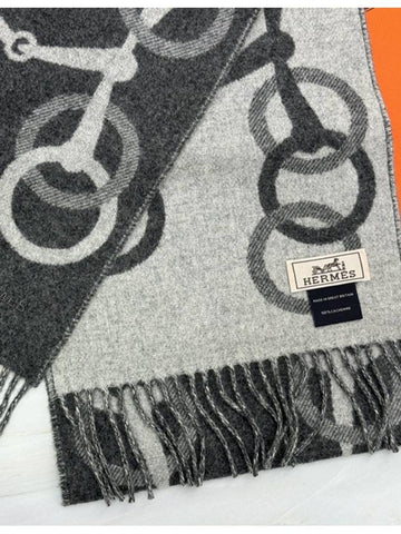 Cashmere Muffler Moss Gray H394809T - HERMES - BALAAN 1