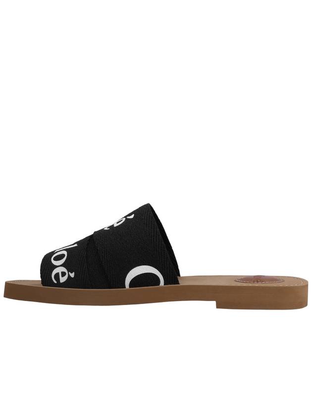 Woody Logo Flat Mule Slippers Black - CHLOE - BALAAN 3