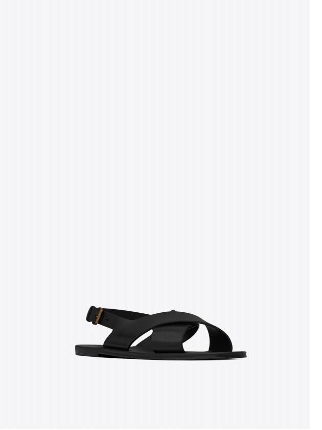 Mojave Cross Strap Sandals Black - SAINT LAURENT - BALAAN 8