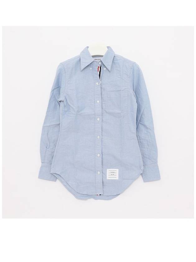 Women's Hidden Three Stripes Oxford Classic Shirt Sky Blue - THOM BROWNE - BALAAN 2