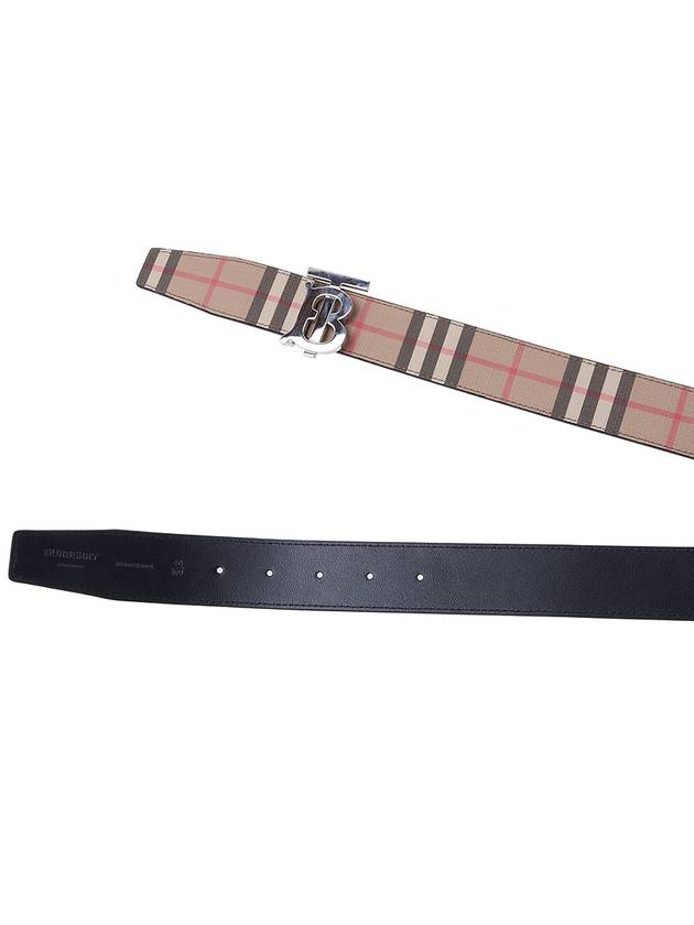 Reversible Monogram Motif Vintage Check Leather Belt Beige - BURBERRY - BALAAN 9