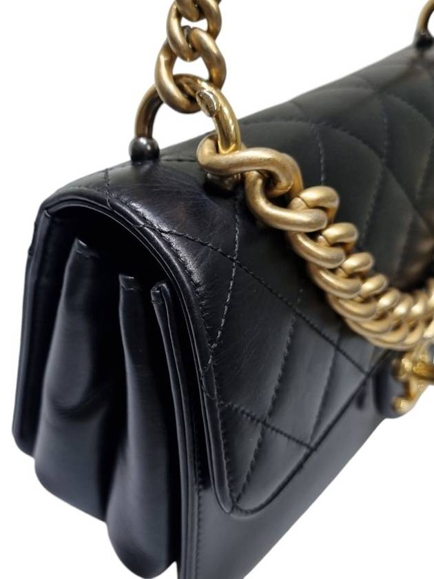 A91864 Black Calfskin Triple Flap Gold Chain Shoulder Bag - CHANEL - BALAAN 6