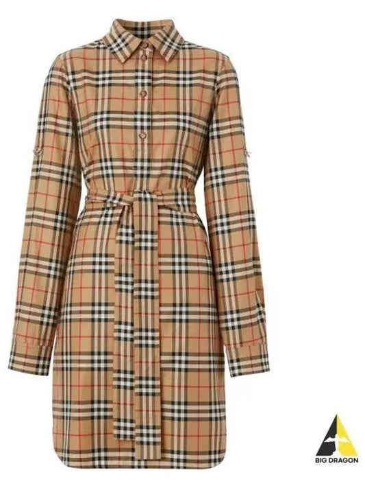 Vintage Check Belted Short Dress Beige - BURBERRY - BALAAN 2